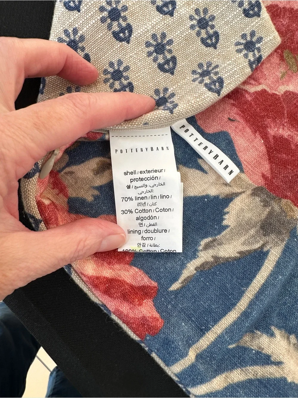 Pottery Barn Blue Floral Poppy Pillow Cover with Pink Blooms (set of 3)